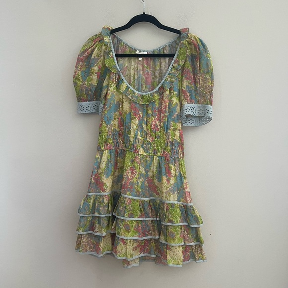 LoveShackFancy Multicolor Ruffle Mini Dress - Picture 5 of 16